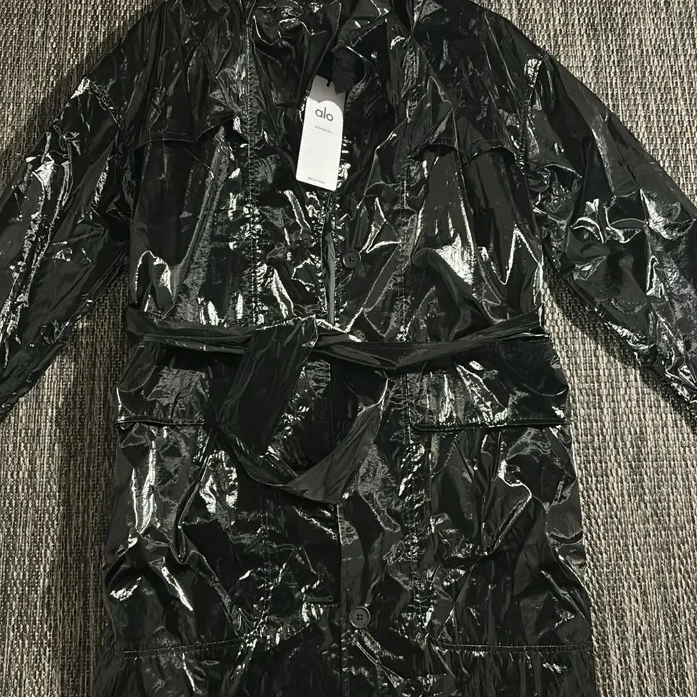 Alo yoga NEW Metallic Break Line Trench black XS